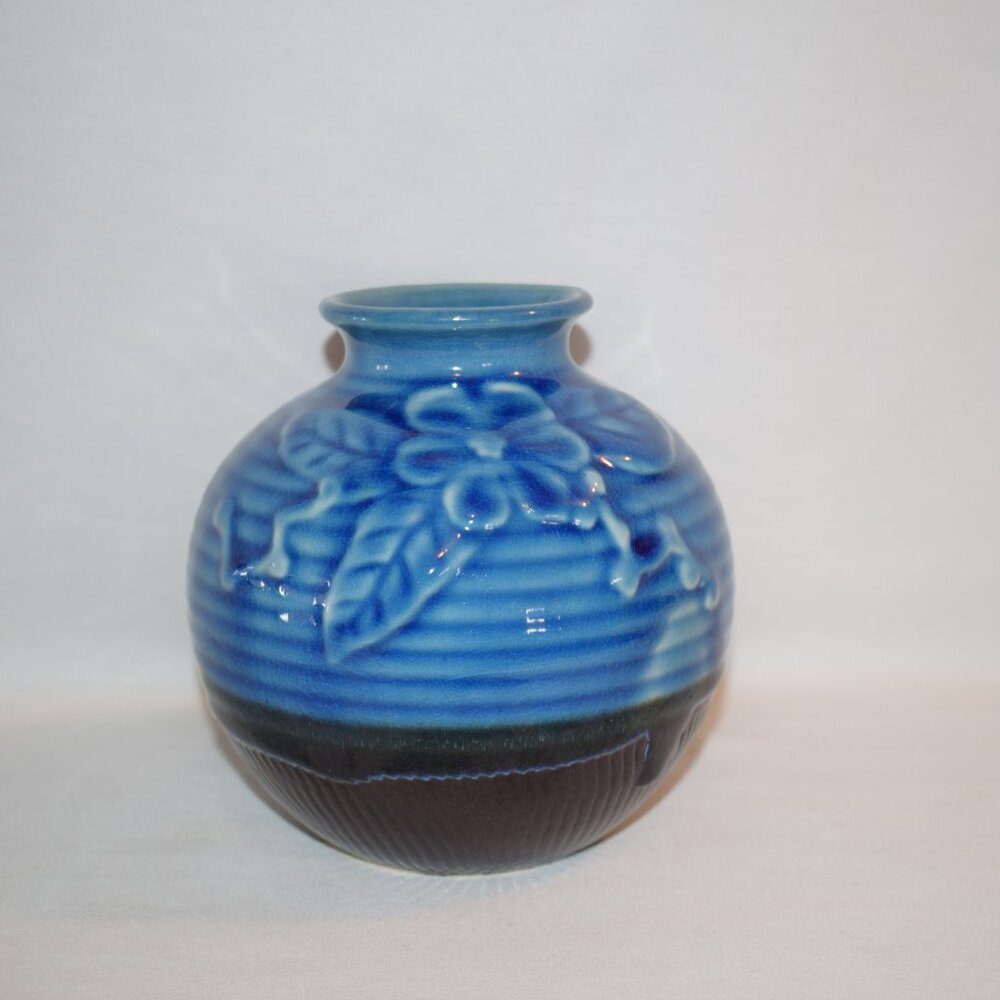 Pretty Blue Floral 2 Tone Vase
